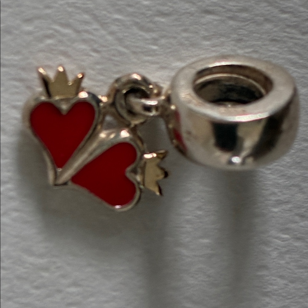 Pandora 2 Red Hearts Dangle Bead Charm